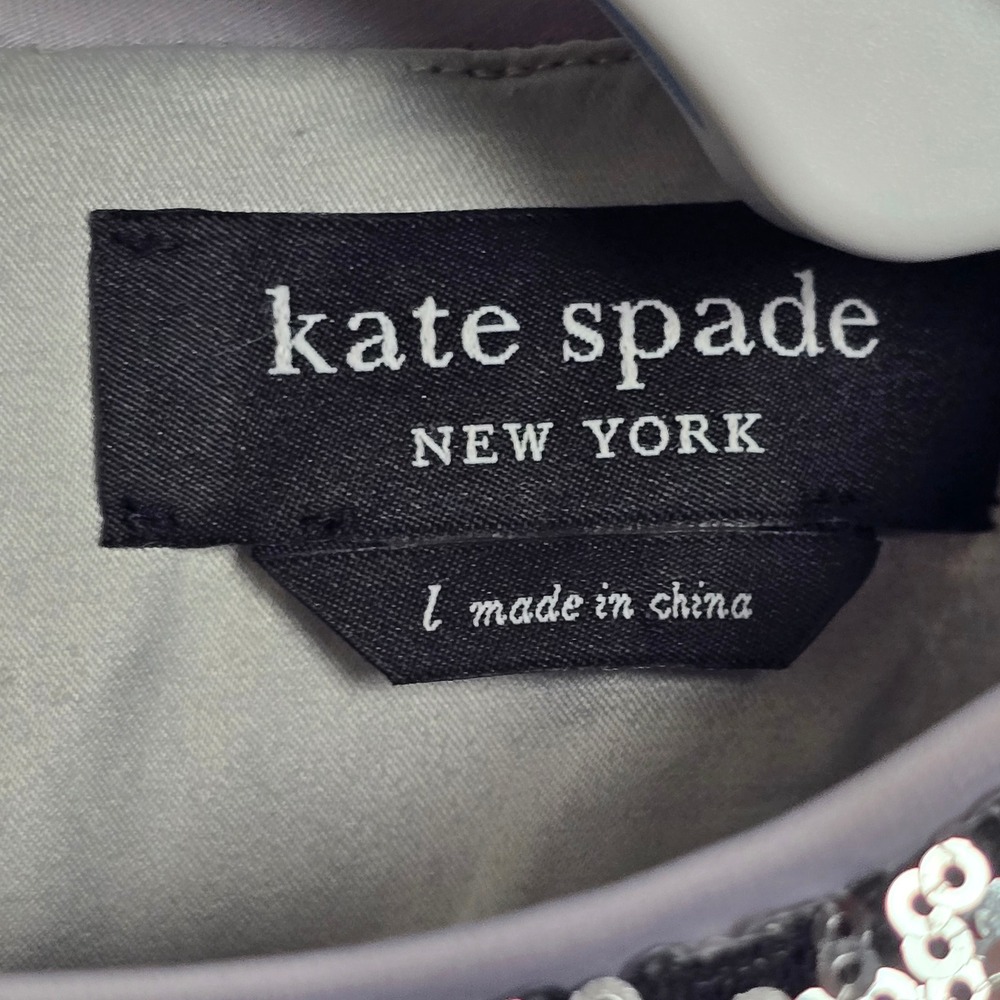Kate Spade New York Sequin Fringe Shift Dress L Silver Metallic Ombre NWT Style - Picture 3 of 11